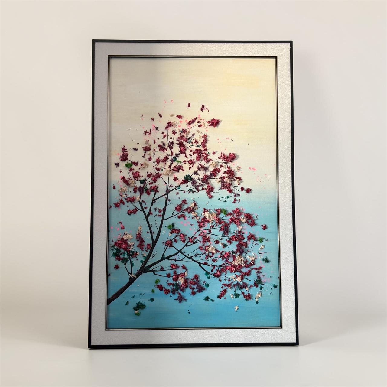 Cherry Blossom Textured Canvas Art