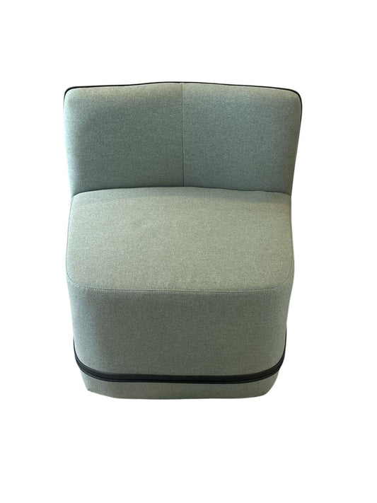 Modern Armless Lounge Chair – Green Fabric with Contrast Piping