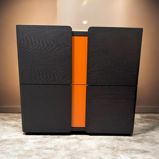 Modern Geometric Wooden Storage Side Table