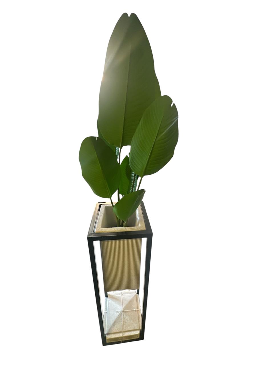 Modern Vertical Planter Stand with Ribbed Inserts