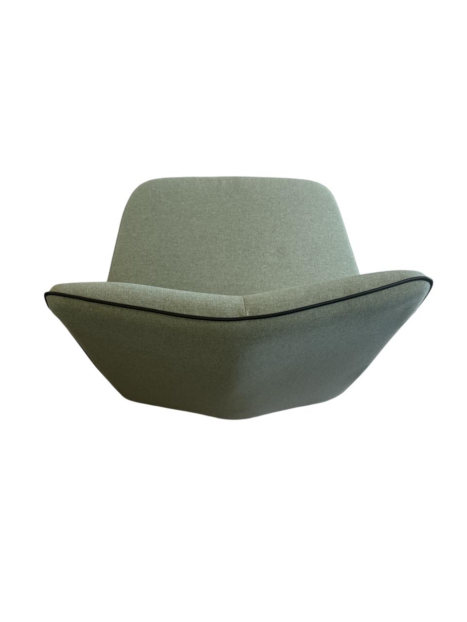 Modern Armless Lounge Chair – Green Fabric with Contrast Piping